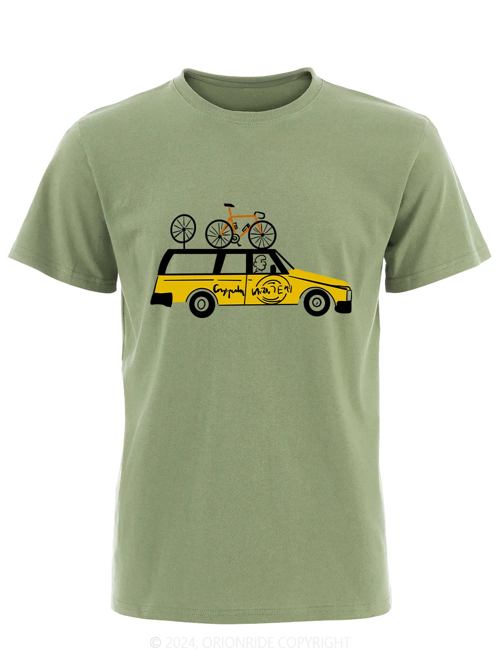Orionride Short Sleeves Yellow Car Bike T-Shirt sold by Orionride product image thumbnail 3