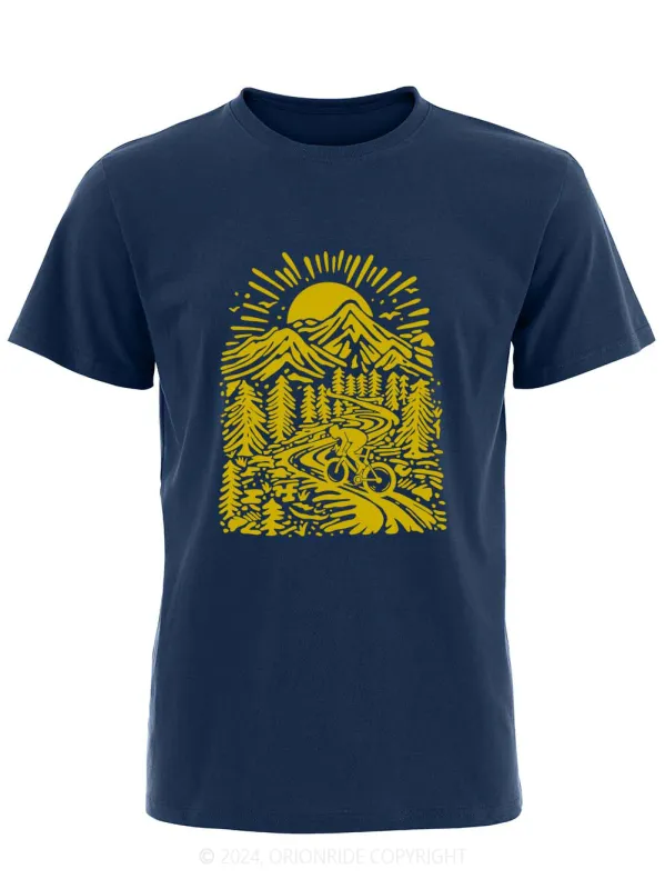 Orionride Short Sleeves Sunrise In The Mountain Bike T-Shirt sold by Orionride