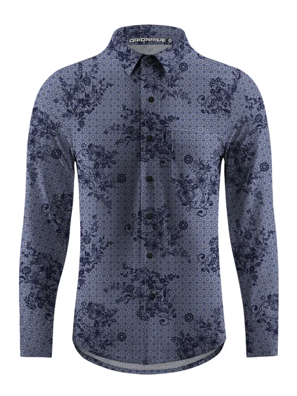 Orionride Hibiscus Secret Men's Stretchy Breathable Long Sleeve Gravel Shirt sold by Orionride