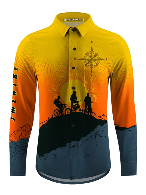 Orionride Sunrise Adventure Men's Stretchy Breathable Long Sleeve Gravel Shirt sold by Orionride