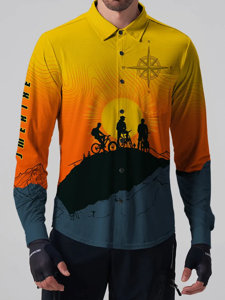 Orionride Sunrise Adventure Men's Stretchy Breathable Long Sleeve Gravel Shirt sold by Orionride product image thumbnail 2