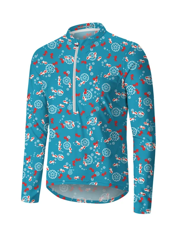 Orionride Undersea Goldfish Long Sleeve Half Zipper Mountain Bike Jersey sold by Orionride