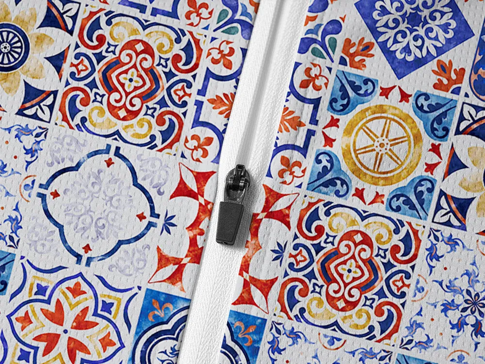 Orionride Flower Tiles Long Sleeve Half Zipper Mountain Bike Jersey sold by Orionride product image thumbnail 4