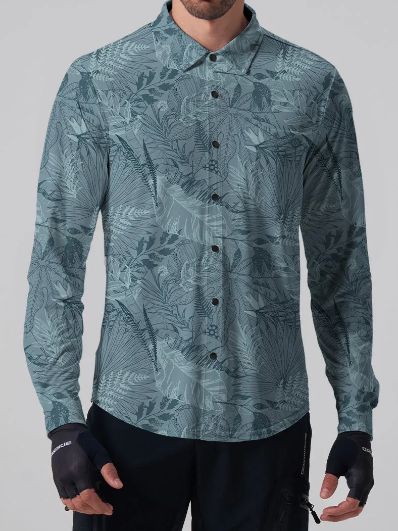 Orionride Leaf Garden Men's Stretchy Breathable Long Sleeve Gravel Shirt sold by Orionride product image thumbnail 2