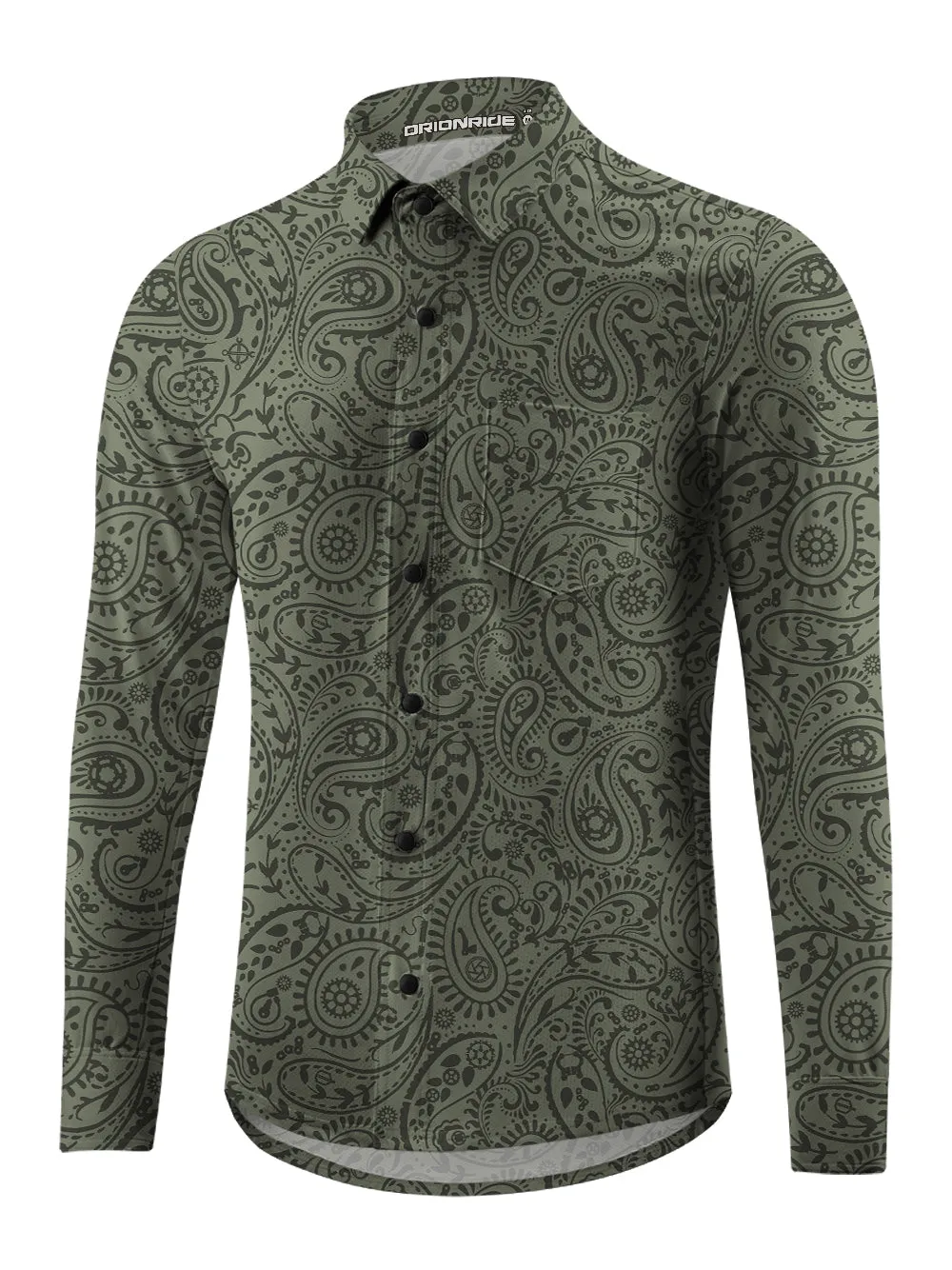 Orionride Lush Cashew Flowers Men's Stretchy Breathable Long Sleeve Gravel Shirt sold by Orionride product image thumbnail 3
