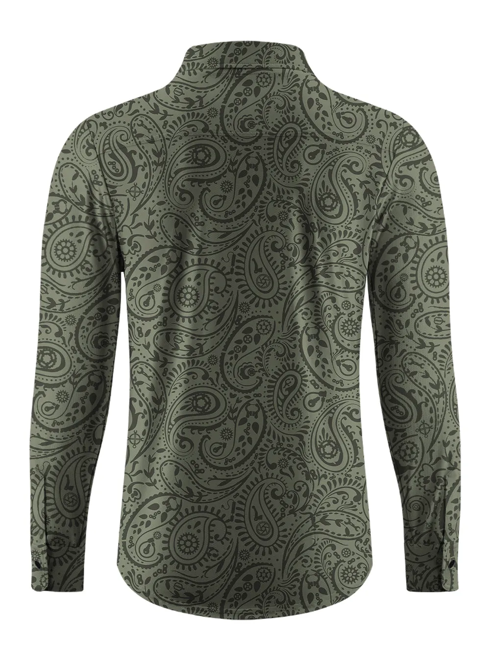 Orionride Lush Cashew Flowers Men's Stretchy Breathable Long Sleeve Gravel Shirt sold by Orionride product image thumbnail 4
