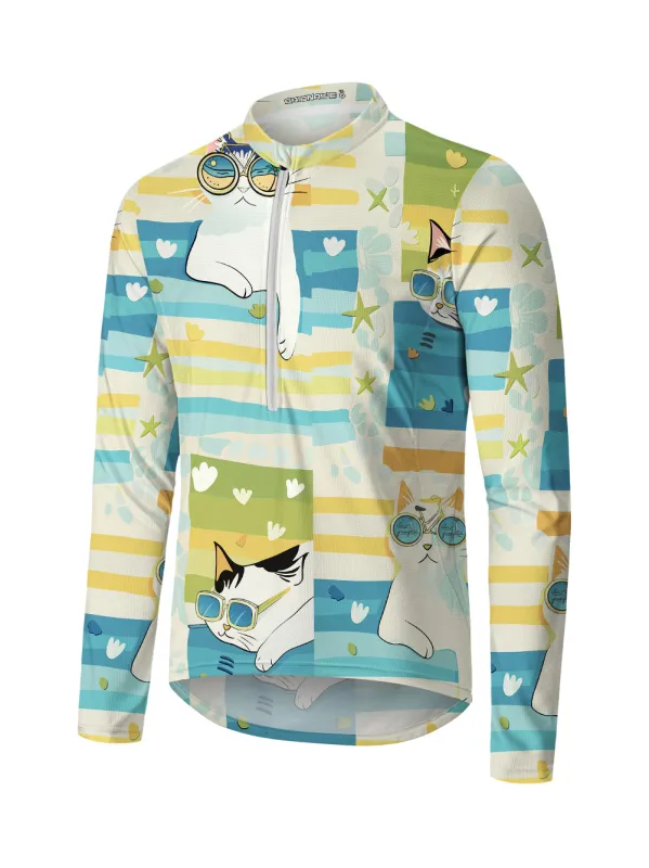 Orionride Four Cats Long Sleeve Half Zipper Mountain Bike Jersey sold by Orionride