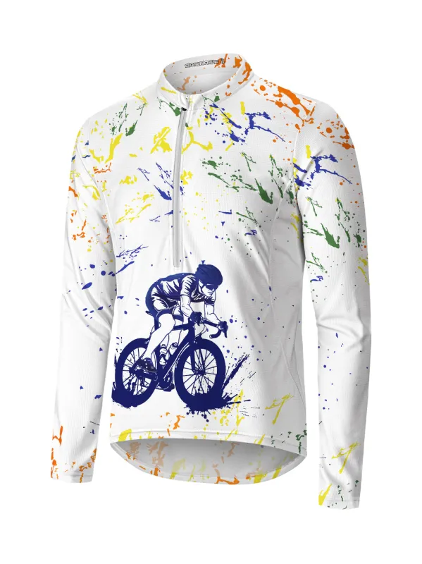 Orionride Ink Art Long Sleeve Half Zipper Mountain Bike Jersey sold by Orionride