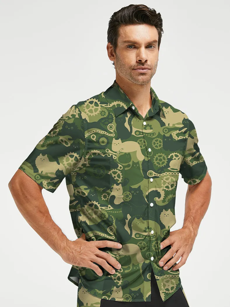 Orionride Cat Playing With Gears Zipper Pockets Ultra Lightweight Short Sleeves Gravel Shirt sold by Orionride product image thumbnail 2