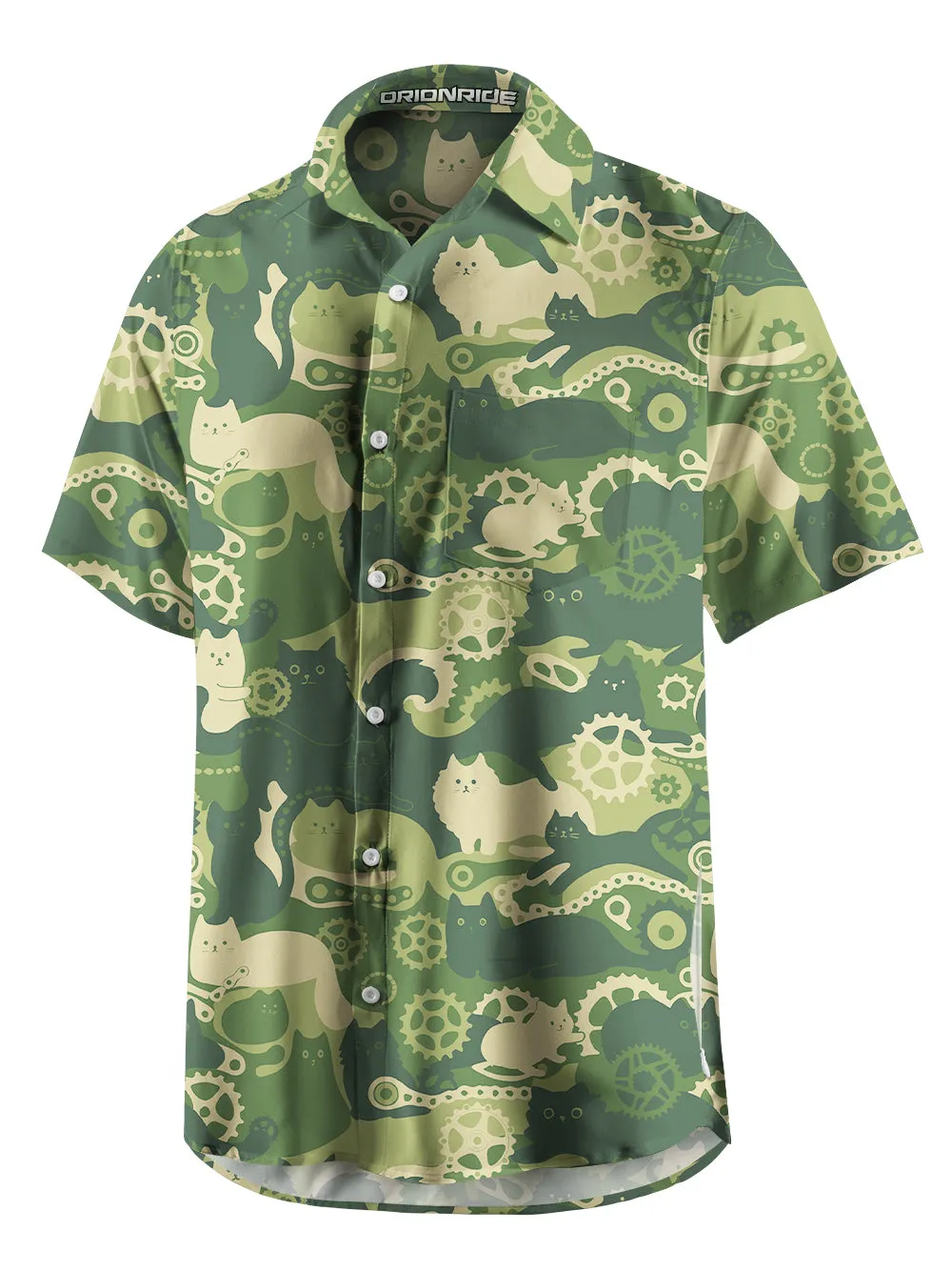 Orionride Cat Playing With Gears Zipper Pockets Ultra Lightweight Short Sleeves Gravel Shirt sold by Orionride product image thumbnail 5