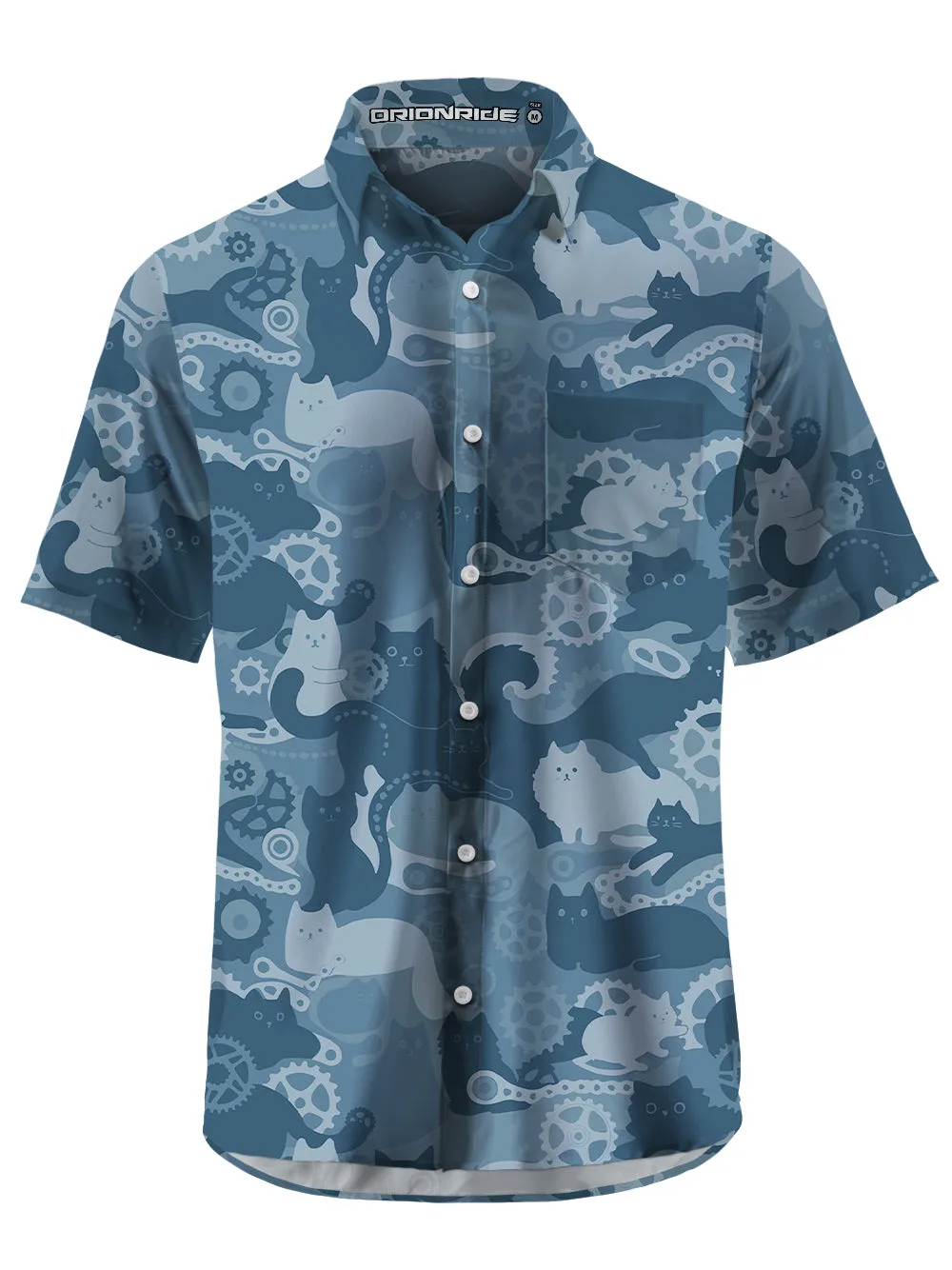 Orionride Cat Playing With Gears Zipper Pockets Ultra Lightweight Short Sleeves Gravel Shirt sold by Orionride product image thumbnail 4