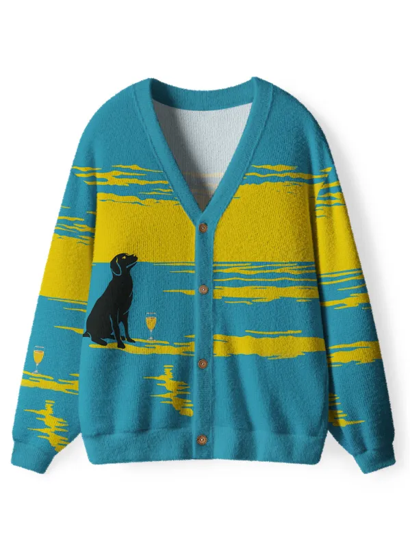Orionride Labrador On The Beach Men's Cardigan Knit Sweaters sold by Orionride