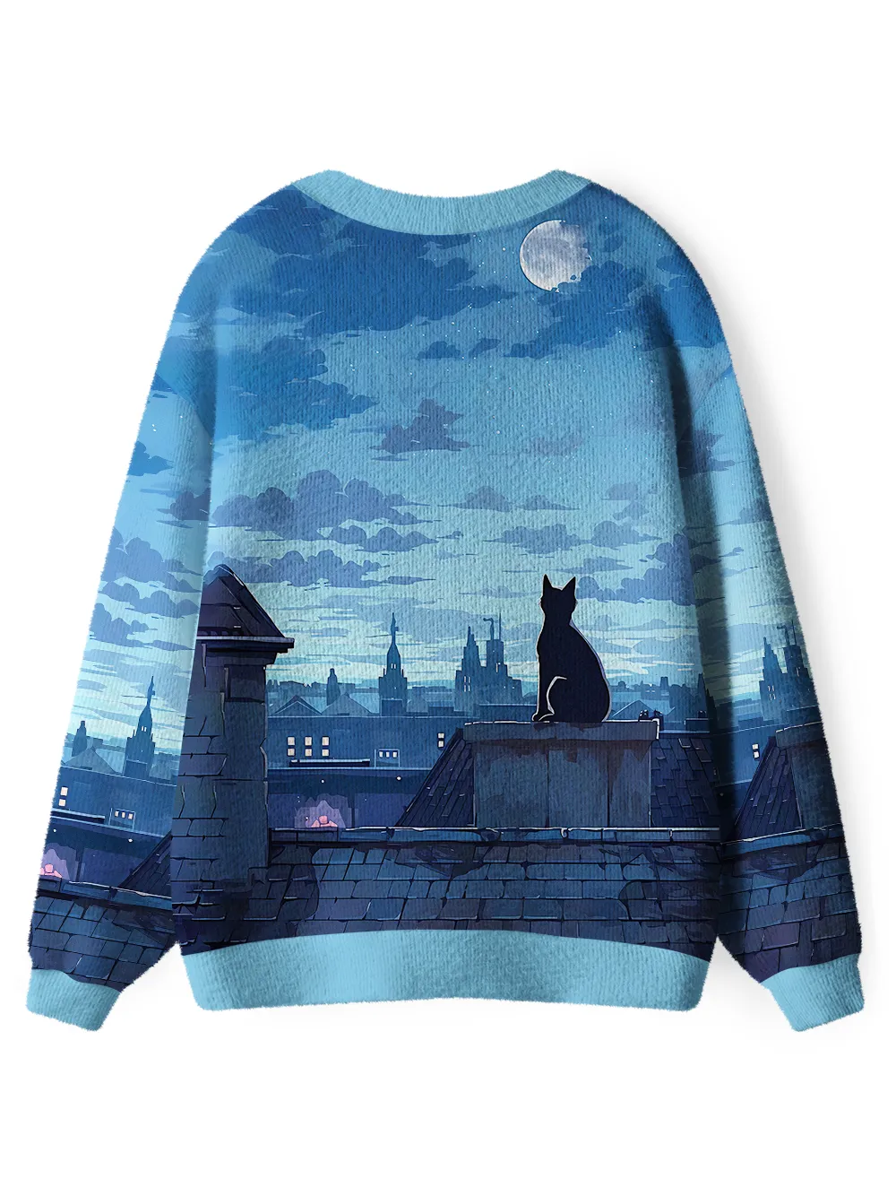 Orionride Black Cat Men's Cardigan Knit Sweaters sold by Orionride product image thumbnail 2