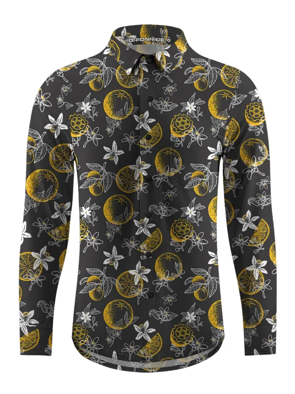 Orionride Fresh Oranges Men's Stretchy Breathable Long Sleeve Gravel Shirt sold by Orionride
