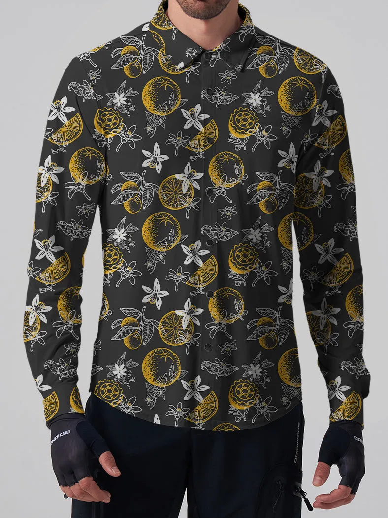 Orionride Fresh Oranges Men's Stretchy Breathable Long Sleeve Gravel Shirt sold by Orionride product image thumbnail 2