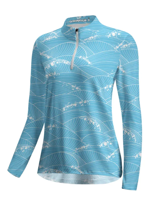 Orionride Surging Seawater Women's Quarter Zipper Long Sleeve Jersey sold by Orionride
