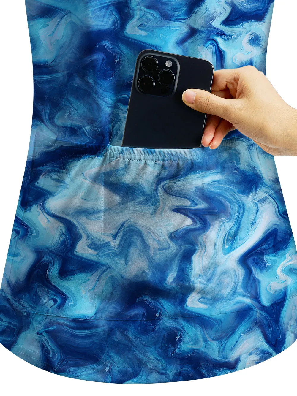 Orionride Blue Water Ripples Women's Quarter Zipper Long Sleeve Jersey sold by Orionride product image thumbnail 4