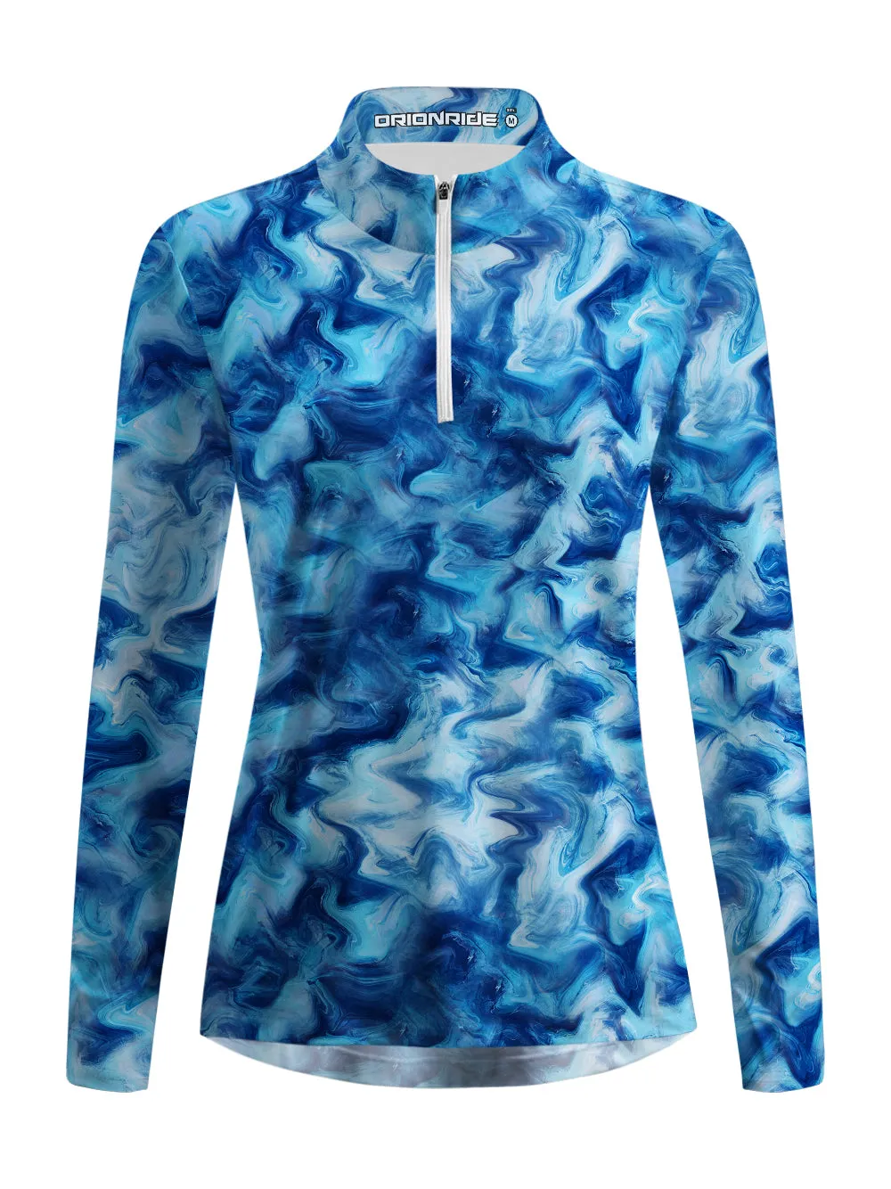 Orionride Blue Water Ripples Women's Quarter Zipper Long Sleeve Jersey sold by Orionride product image thumbnail 2