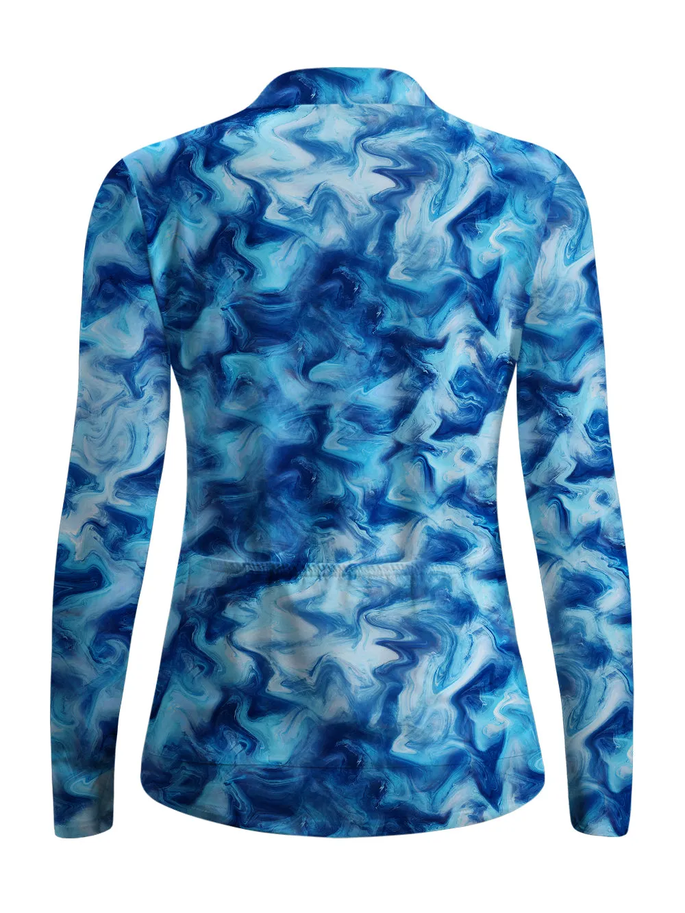 Orionride Blue Water Ripples Women's Quarter Zipper Long Sleeve Jersey sold by Orionride product image thumbnail 3