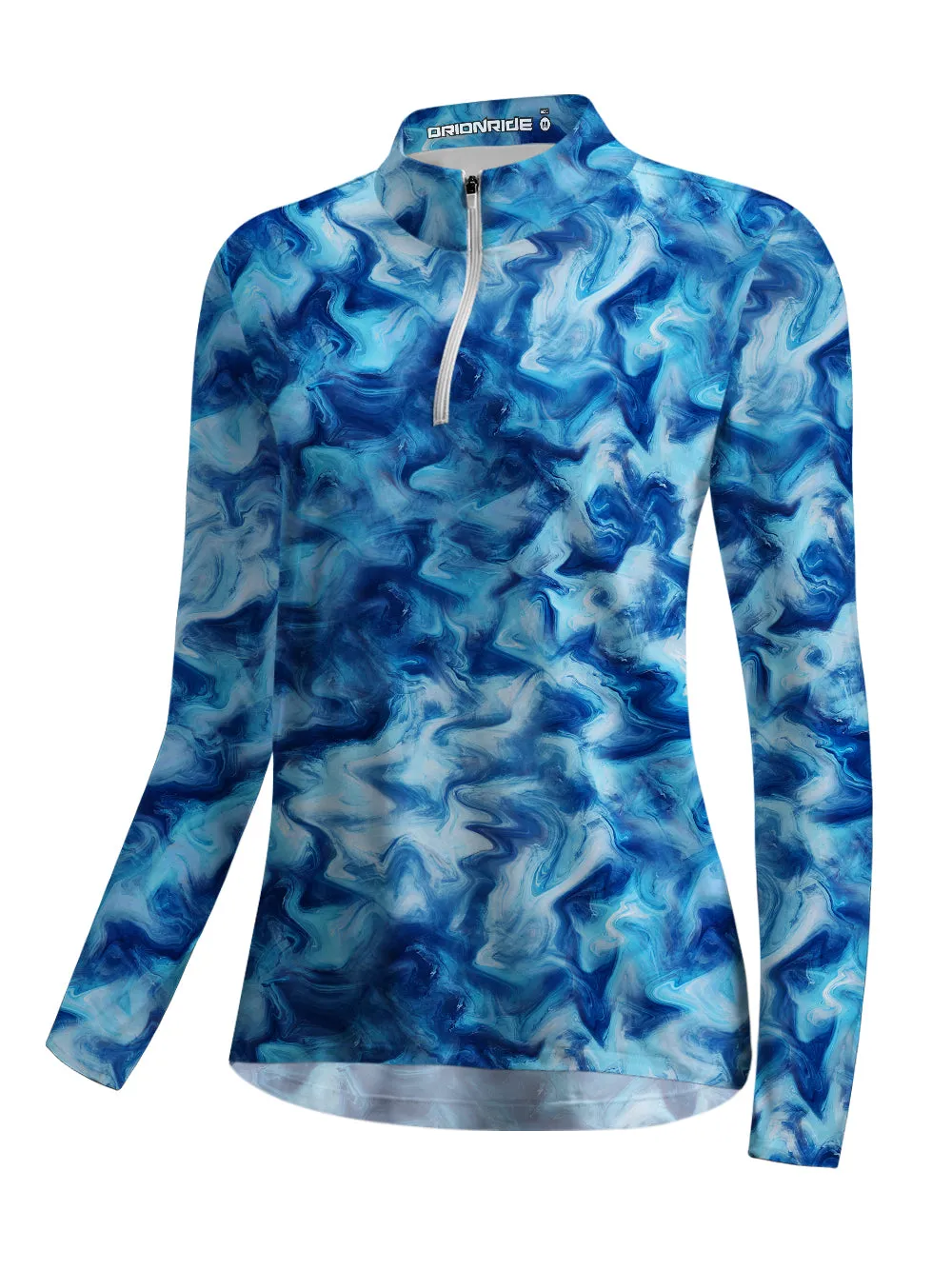 Orionride Blue Water Ripples Women's Quarter Zipper Long Sleeve Jersey sold by Orionride