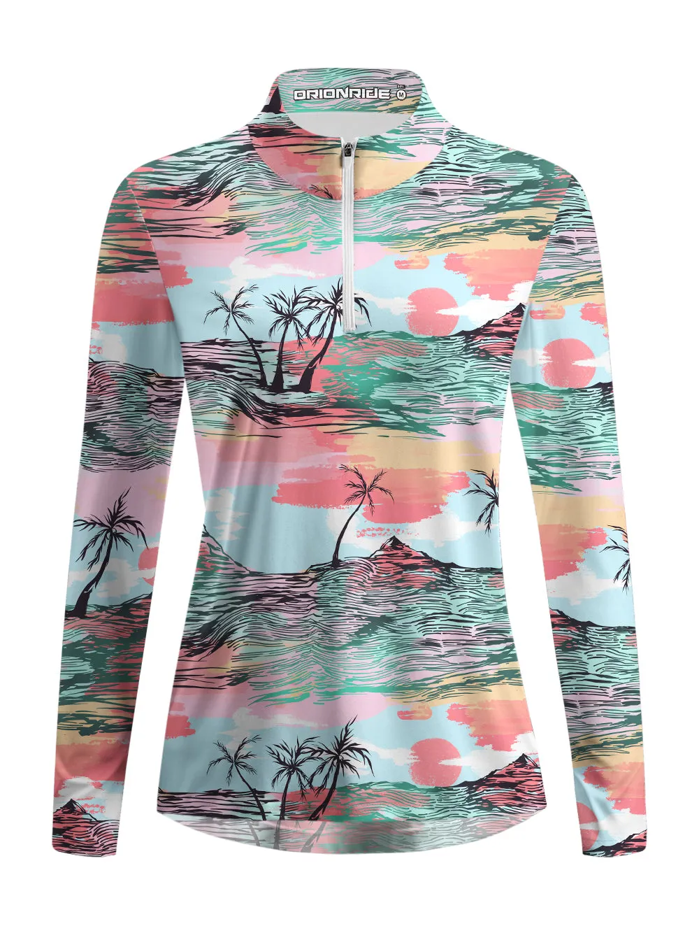 Orionride Sunset Over The Island Women's Quarter Zipper Long Sleeve Jersey sold by Orionride product image thumbnail 2