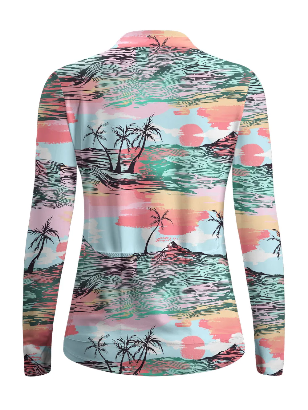Orionride Sunset Over The Island Women's Quarter Zipper Long Sleeve Jersey sold by Orionride product image thumbnail 3
