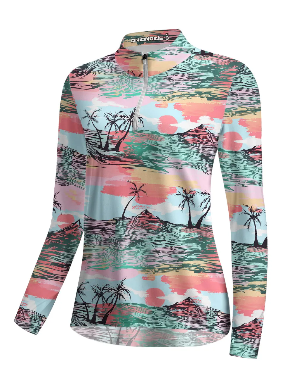 Orionride Sunset Over The Island Women's Quarter Zipper Long Sleeve Jersey sold by Orionride