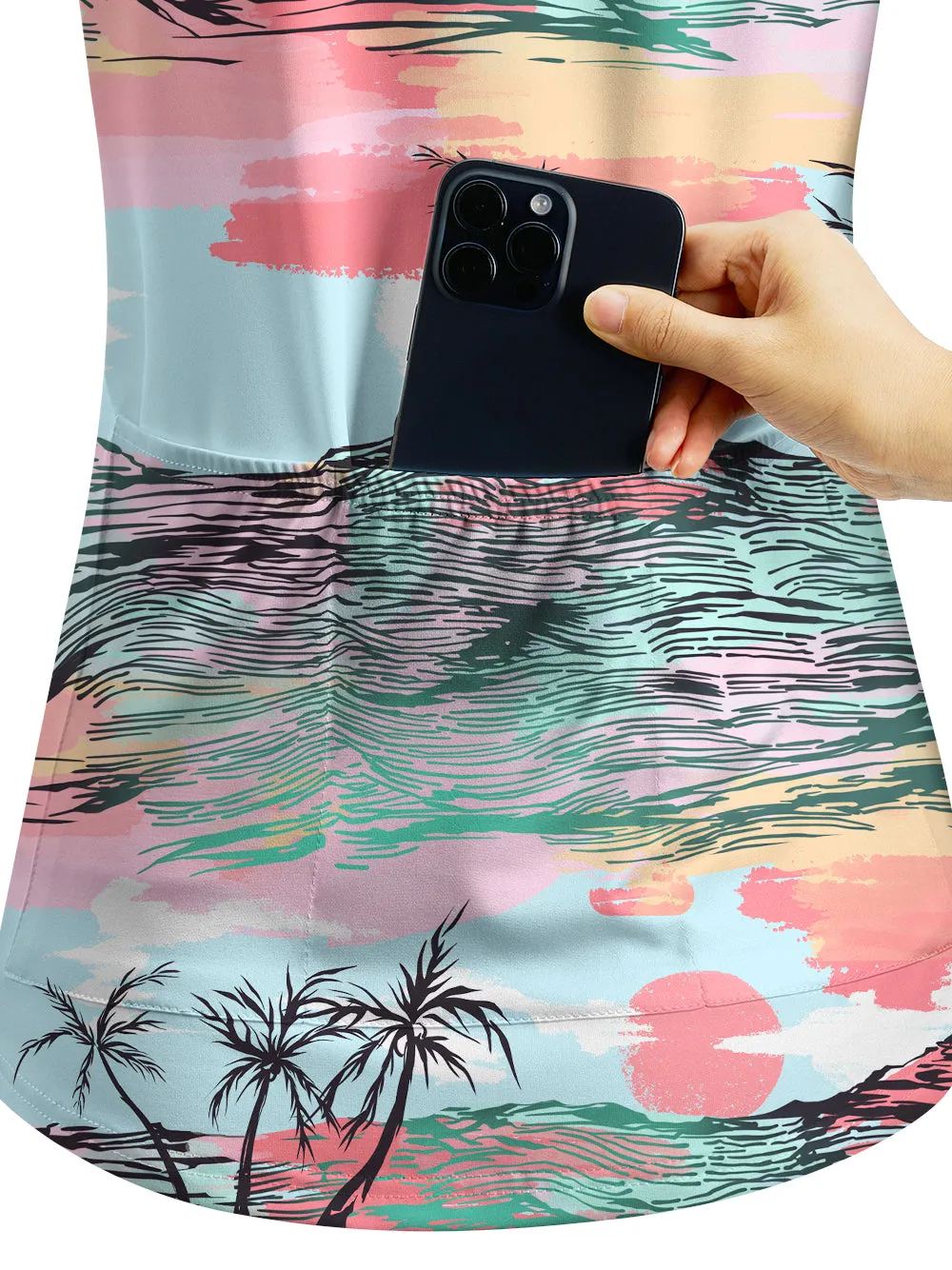 Orionride Sunset Over The Island Women's Quarter Zipper Long Sleeve Jersey sold by Orionride product image thumbnail 4