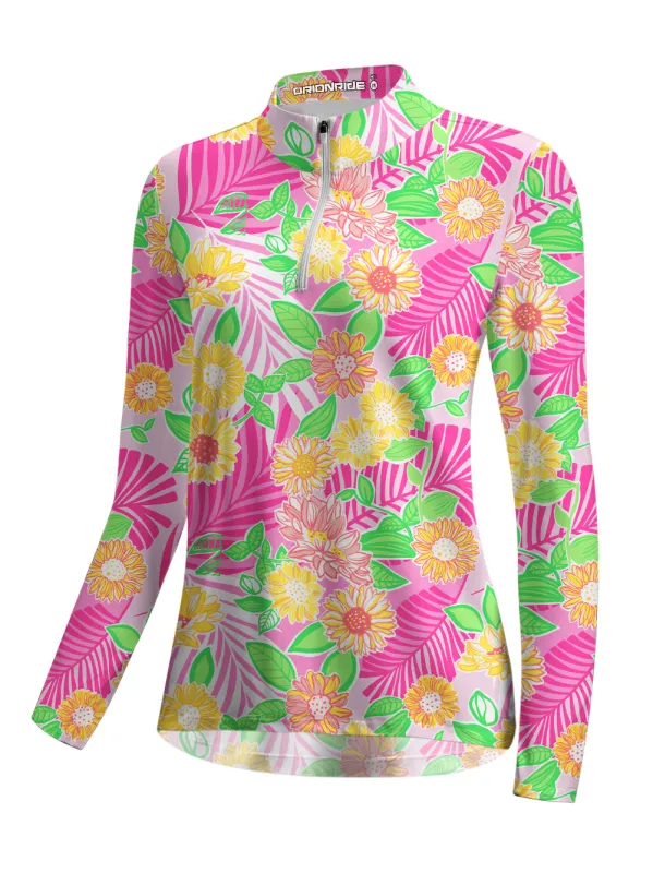 Orionride Tropical Style Women's Quarter Zipper Long Sleeve Jersey sold by Orionride