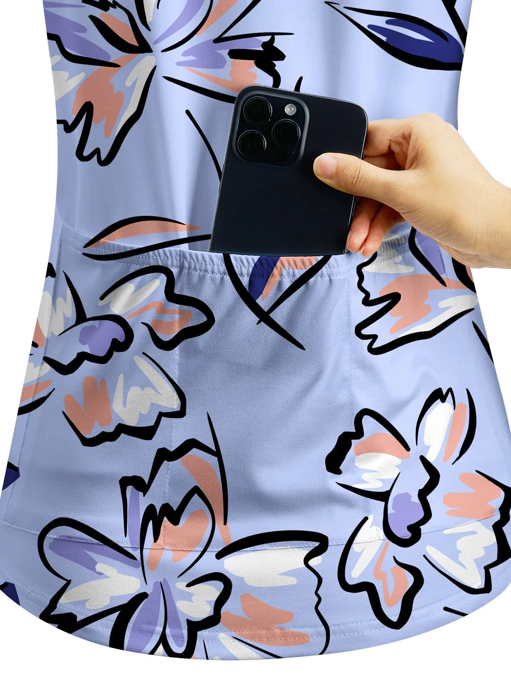 Orionride Lilac Floral Women's Quarter Zipper Long Sleeve Jersey sold by Orionride product image thumbnail 4