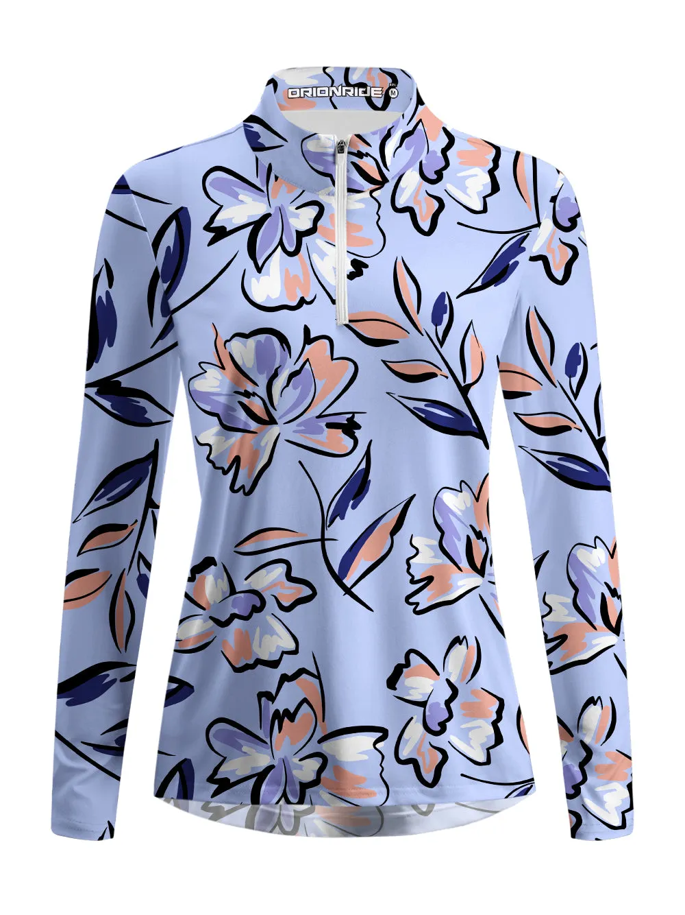 Orionride Lilac Floral Women's Quarter Zipper Long Sleeve Jersey sold by Orionride product image thumbnail 2