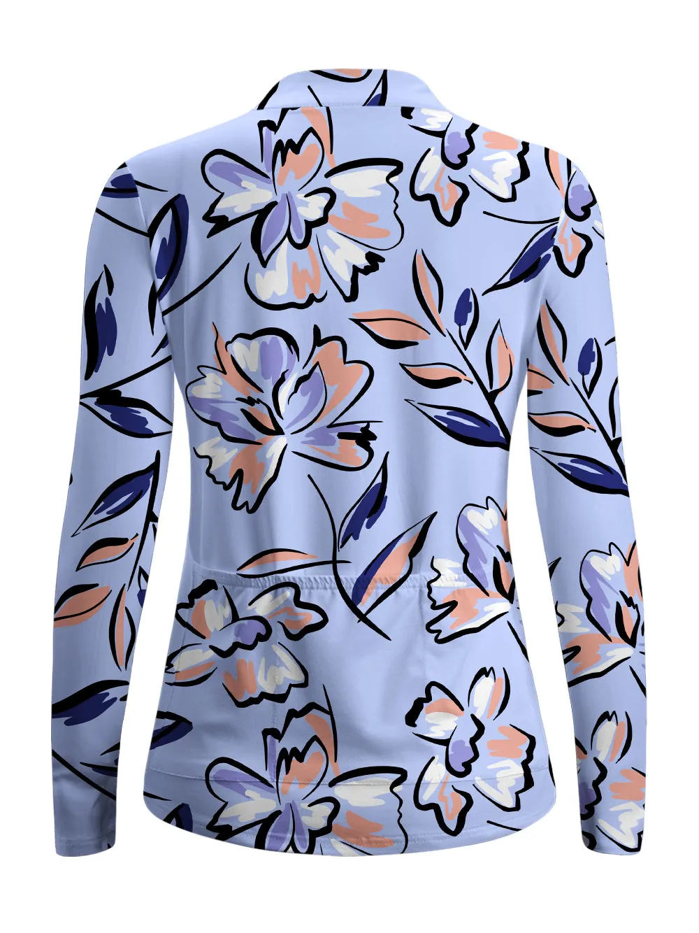 Orionride Lilac Floral Women's Quarter Zipper Long Sleeve Jersey sold by Orionride product image thumbnail 3