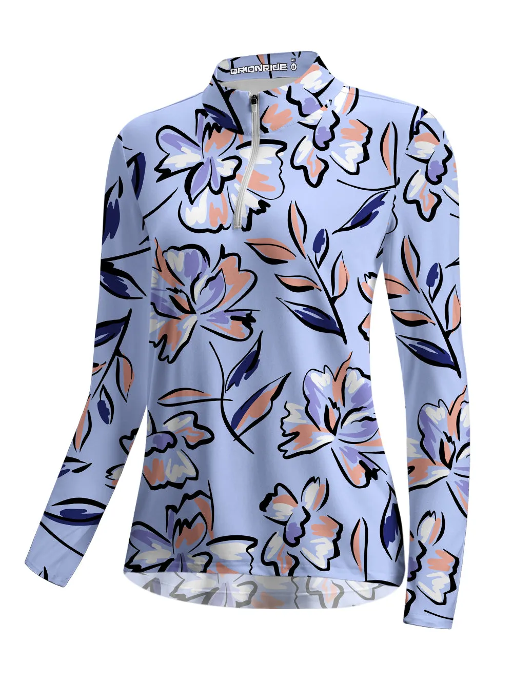 Orionride Lilac Floral Women's Quarter Zipper Long Sleeve Jersey sold by Orionride