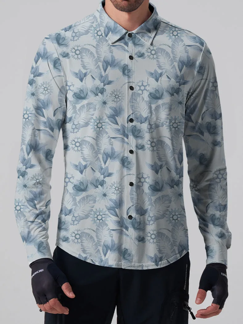 Orionride Ink Flowers Men's Stretchy Breathable Long Sleeve Gravel Shirt sold by Orionride product image thumbnail 2