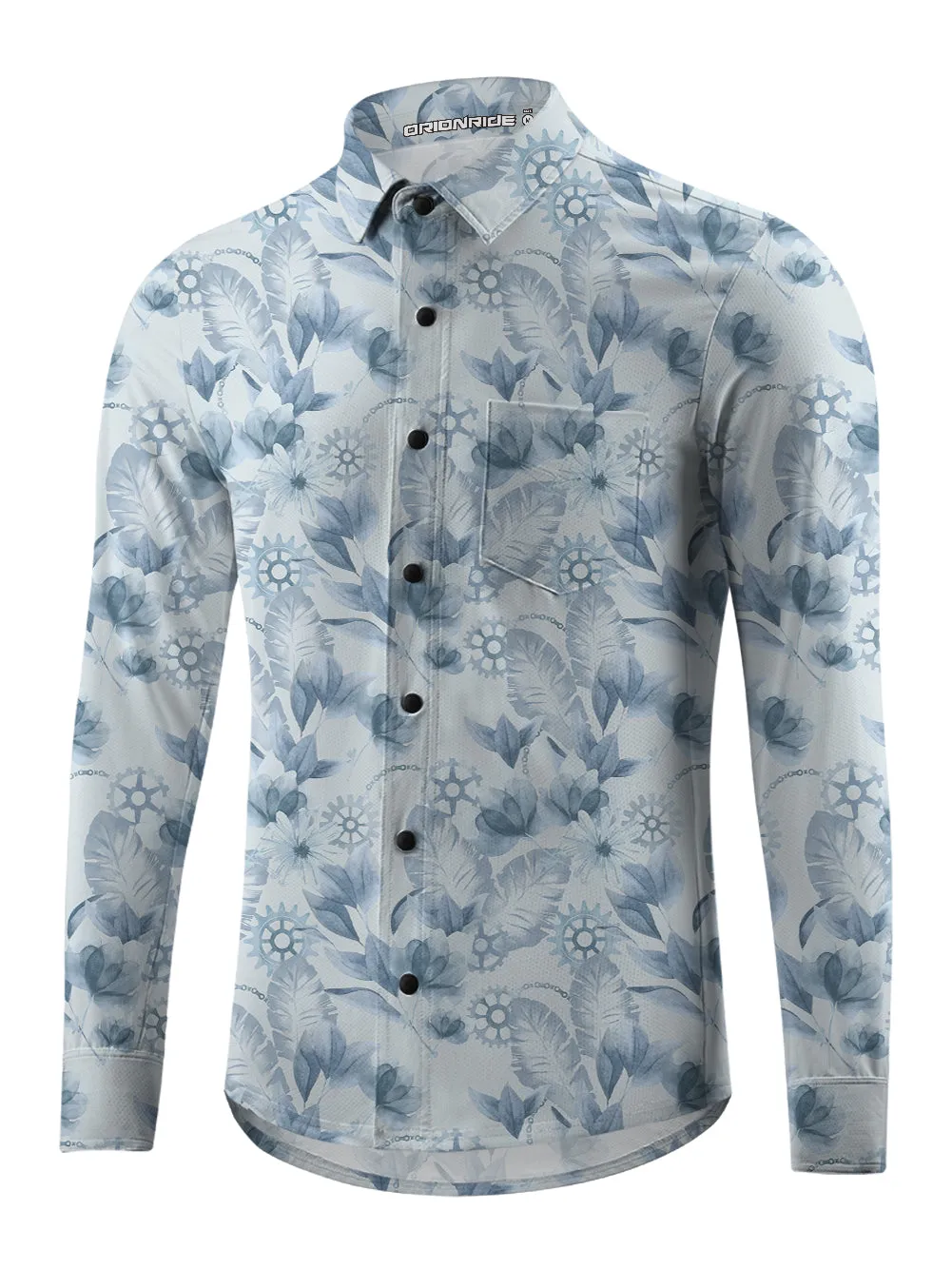 Orionride Ink Flowers Men's Stretchy Breathable Long Sleeve Gravel Shirt sold by Orionride product image thumbnail 4