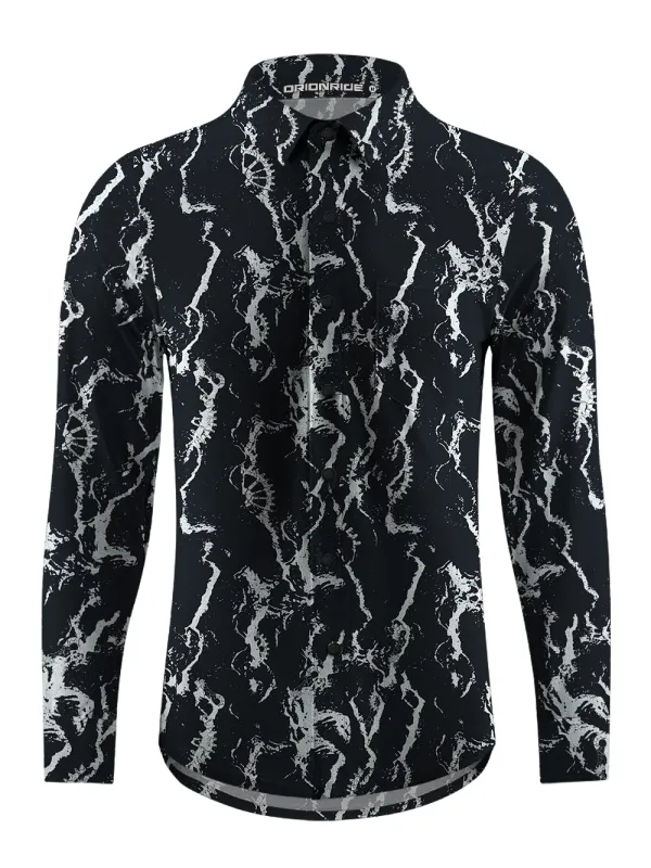 Orionride Marble Stripes Men's Stretchy Breathable Long Sleeve Gravel Shirt sold by Orionride