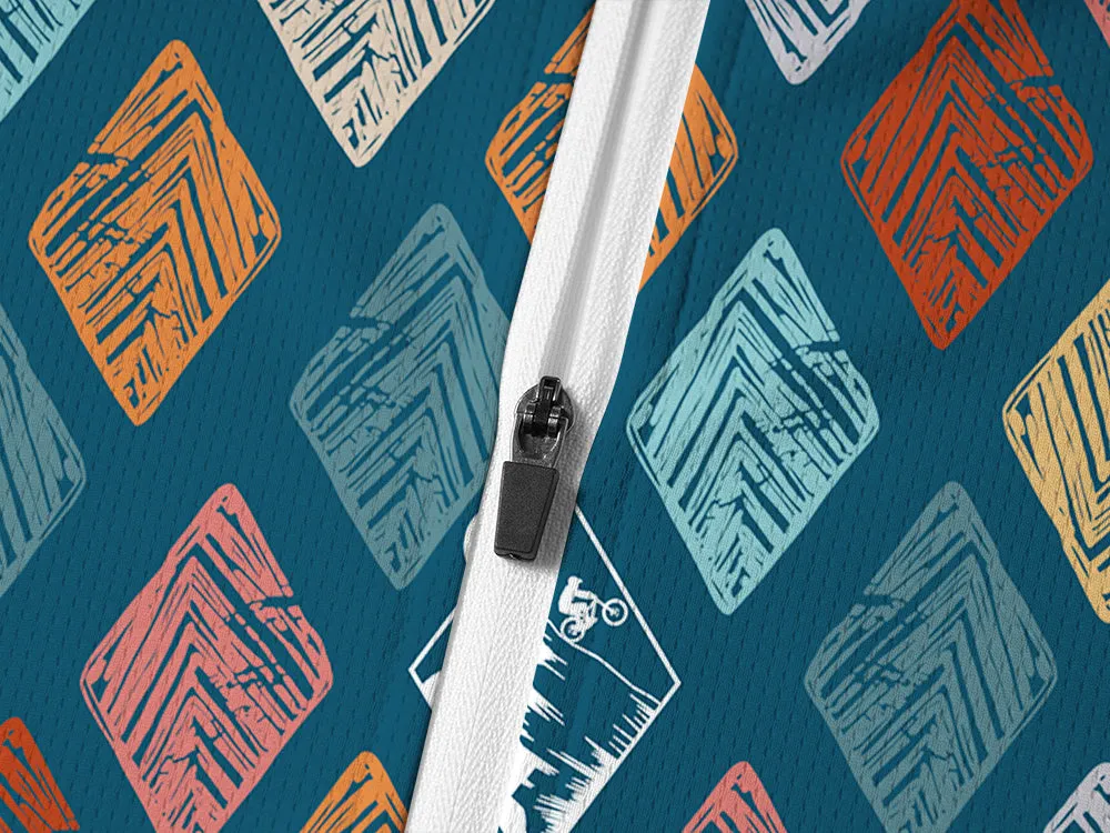 Orionride Geometric Rhombus Long Sleeve Half Zipper Mountain Bike Jersey sold by Orionride product image thumbnail 4