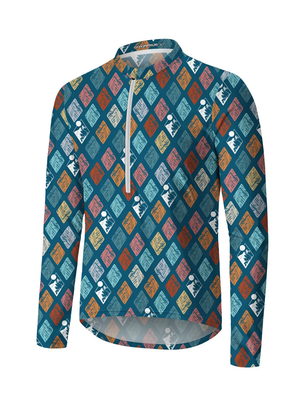 Orionride Geometric Rhombus Long Sleeve Half Zipper Mountain Bike Jersey sold by Orionride
