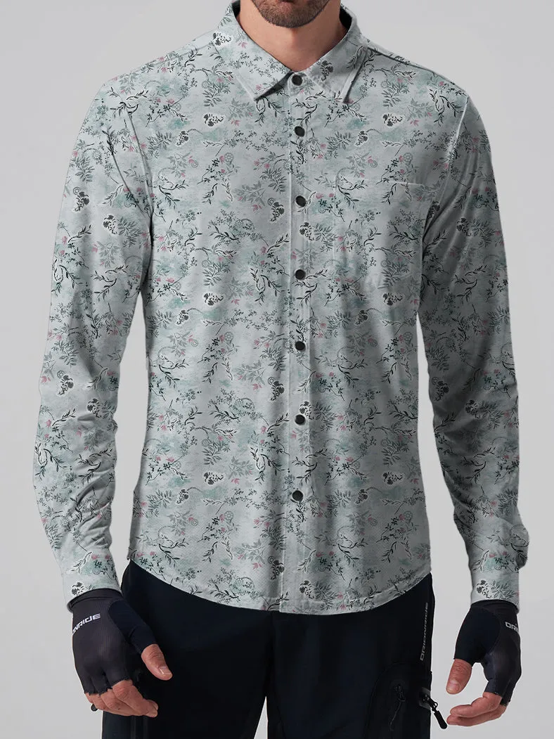 Orionride Whispering Leaves Men's Stretchy Breathable Long Sleeve Gravel Shirt sold by Orionride product image thumbnail 2