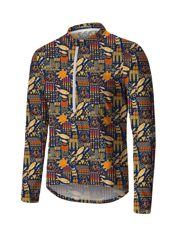 Orionride Bicycle And Fish Long Sleeve Half Zipper Mountain Bike Jersey sold by Orionride