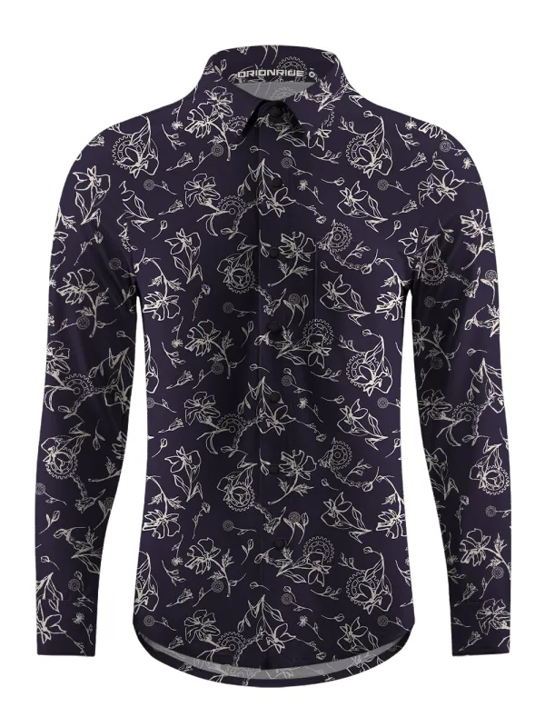 Orionride Linear Gear Flower Men's Stretchy Breathable Long Sleeve Gravel Shirt sold by Orionride