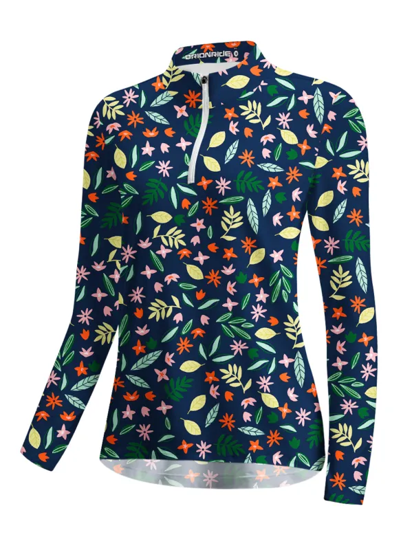 Orionride Amidst A Sea Of Flowers Women's Quarter Zipper Long Sleeve Jersey sold by Orionride