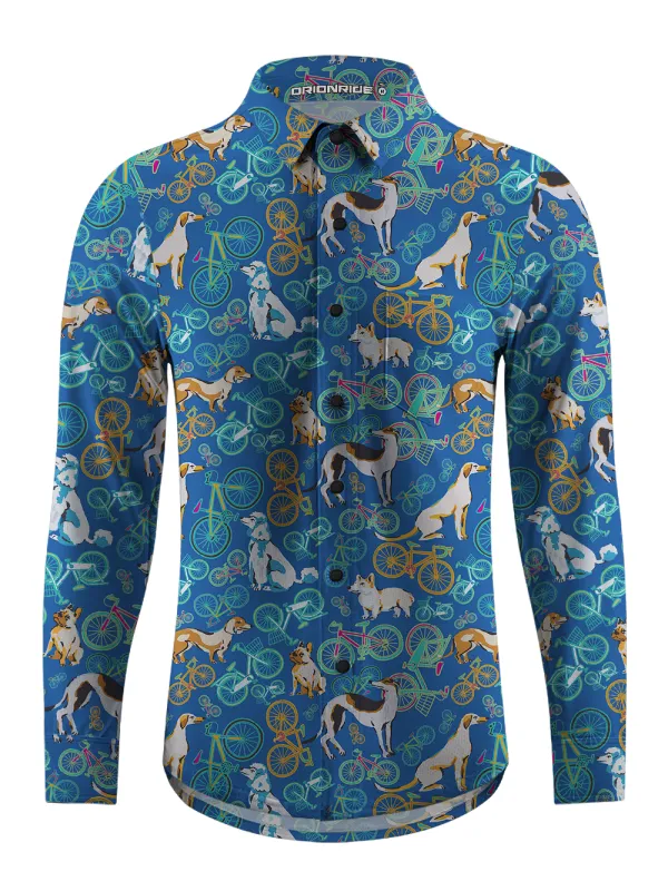 Orionride Pup Ride Men's Stretchy Breathable Long Sleeve Gravel Shirt sold by Orionride