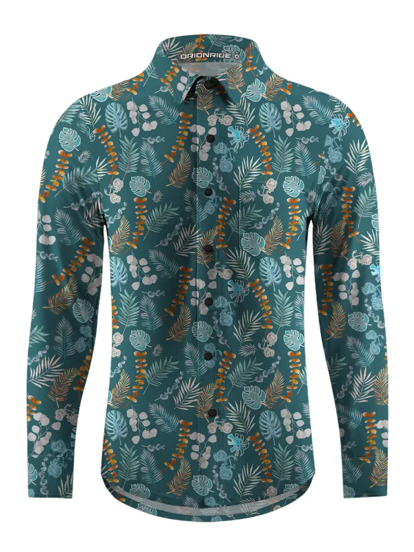 Orionride Hawaiian Monstera Men's Stretchy Breathable Long Sleeve Gravel Shirt sold by Orionride