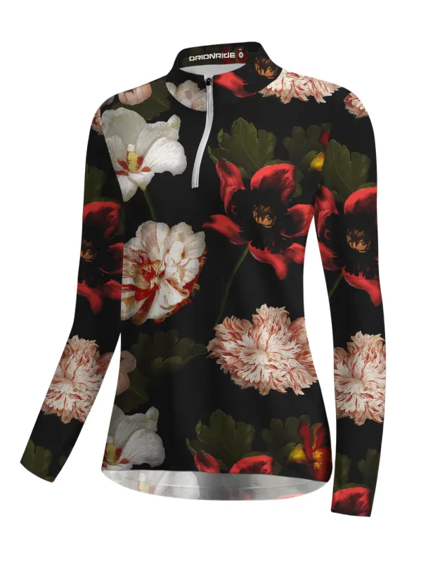 Orionride Flower Of Freedom Women's Quarter Zipper Long Sleeve Jersey sold by Orionride