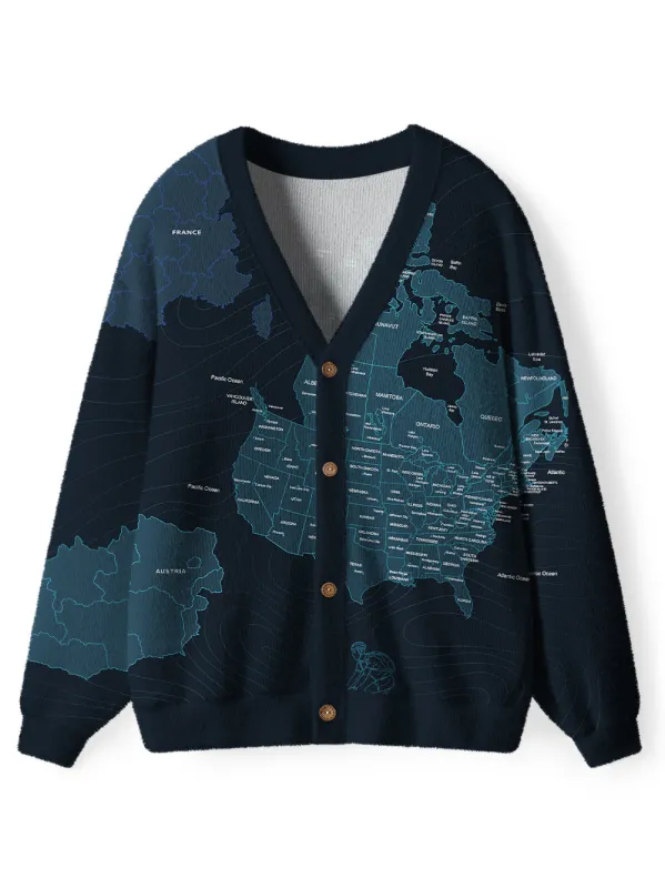 Orionride Travel Around The World Men's Cardigan Knit Sweaters sold by Orionride