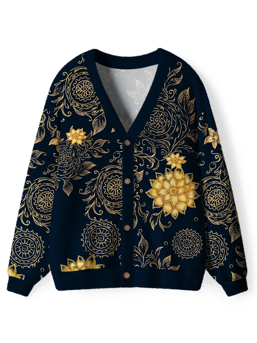 Orionride Golden Flowers Men's Cardigan Knit Sweaters sold by Orionride