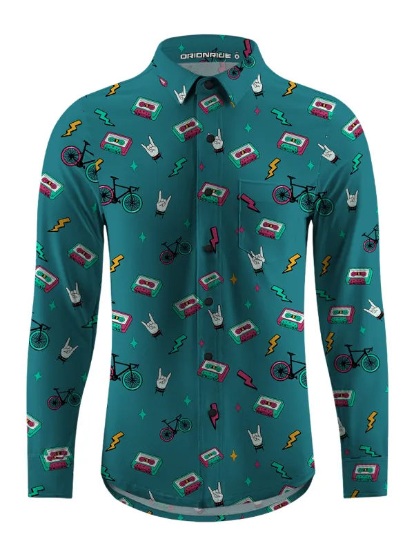 Orionride Vintage Music Men's Stretchy Breathable Long Sleeve Gravel Shirt sold by Orionride
