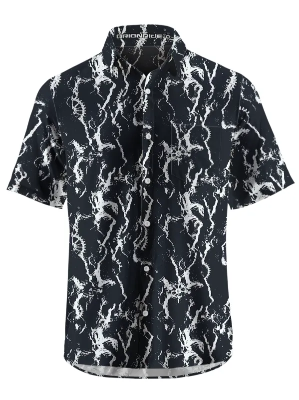 Orionride Marble Stripes Zipper Pockets Ultra Lightweight Short Sleeves Gravel Shirt sold by Orionride