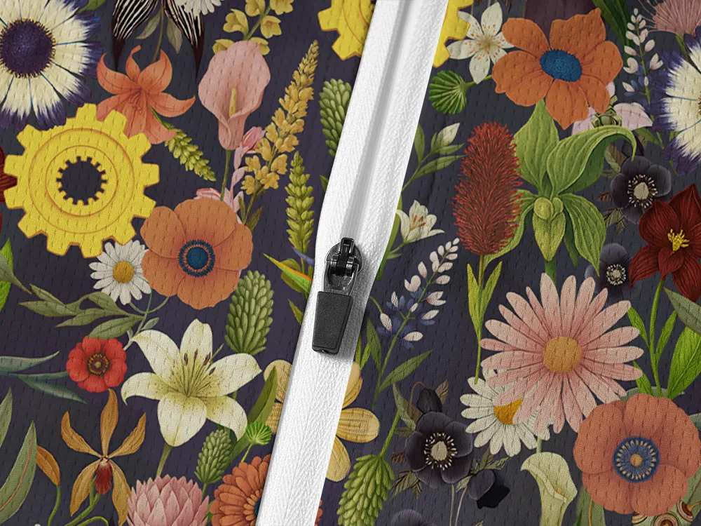 Orionride Hidden Flower Long Sleeve Half Zipper Mountain Bike Jersey sold by Orionride product image thumbnail 4